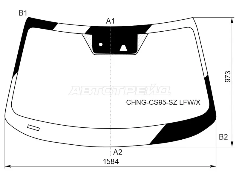 Стекло лобовое (Камера / Датчик дождя) Changan CS95 17- (XYG: CHNG-CS95-SZ LFW/X)