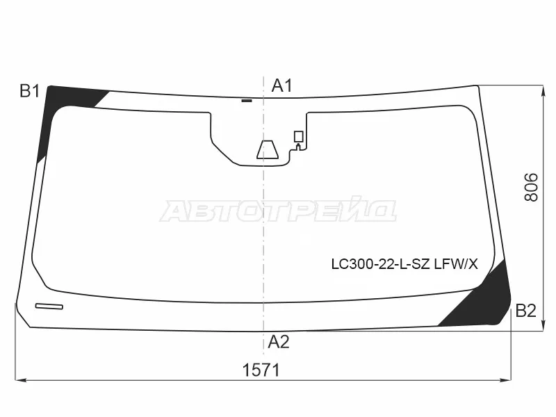 Стекло лобовое (Камера / Датчик дождя) Toyota Land Cruiser (J300) 21-  / Lexus LX 21- (XYG: LC300-22-L-SZ LFW/X)