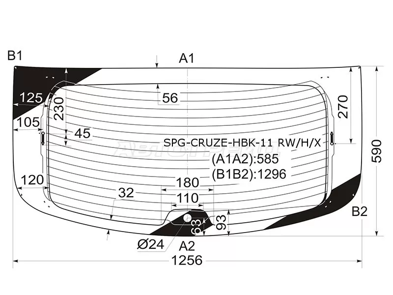 Стекло заднее (Цвет зеленый / Обогрев) Chevrolet Cruze 12-15 (SAT: SPG-CRUZE-HBK-11 RW/H/X)