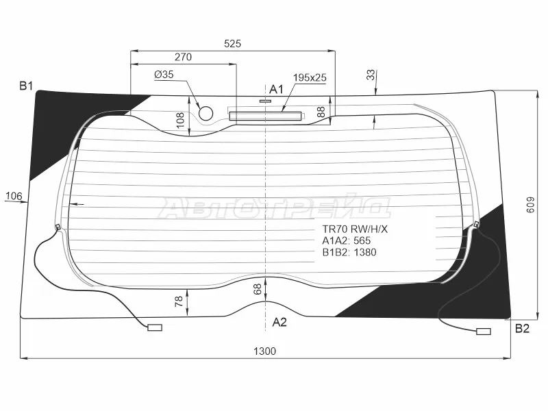 Стекло заднее (Цвет зеленый / Обогрев) Toyota Noah 14-22  / Voxy 14-22  / Esquire 14-21 (XYG: TR70 RW/H/X)