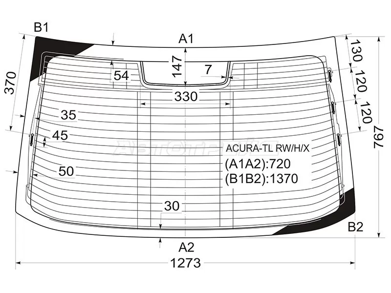 Стекло заднее (Цвет зеленый / Обогрев) Acura TL 03-06 (XYG: ACURA-TL RW/H/X)
