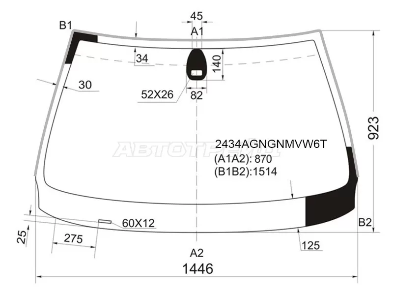 Стекло лобовое (Датчик дождя / Молдинг) BMW 5-Series 00-04 (FUYAO: 2434AGNGNMVW6T)