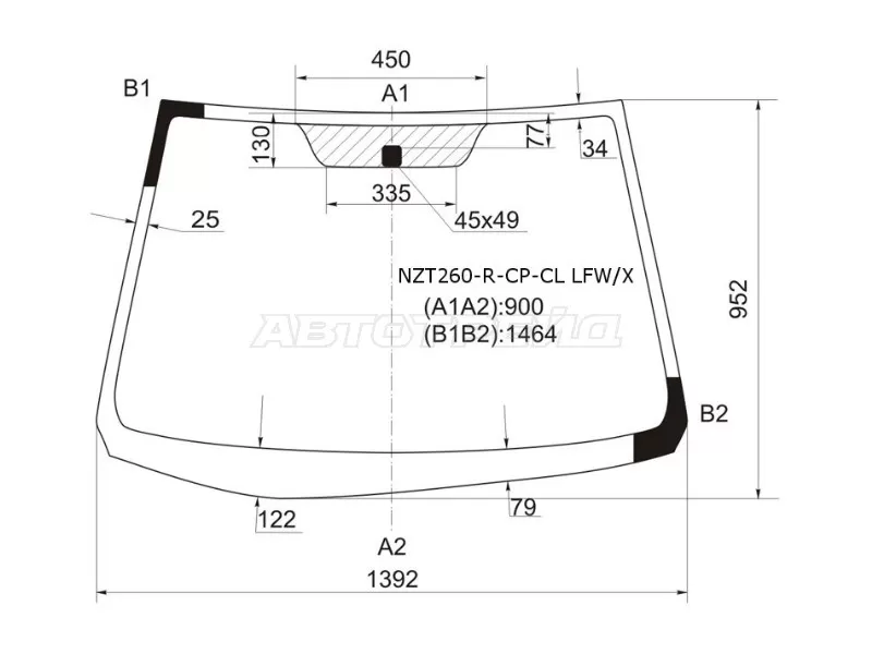 Стекло лобовое Toyota Allion (T260) 07-21  / Premio 07-16 (XYG: NZT260-R-CP-CL LFW/X)