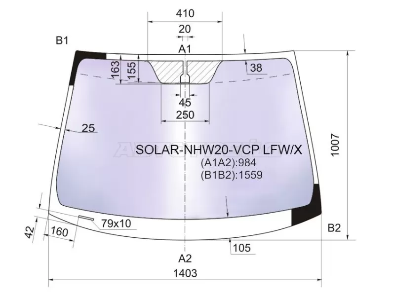 Стекло лобовое (Атермальное) Toyota Prius (NHW20) 03-11 (XYG: SOLAR-NHW20-VCP LFW/X)