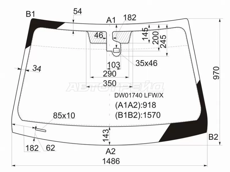 Стекло лобовое (Датчик дождя) Cadillac CTS 07-15 (XYG: DW01740 LFW/X)