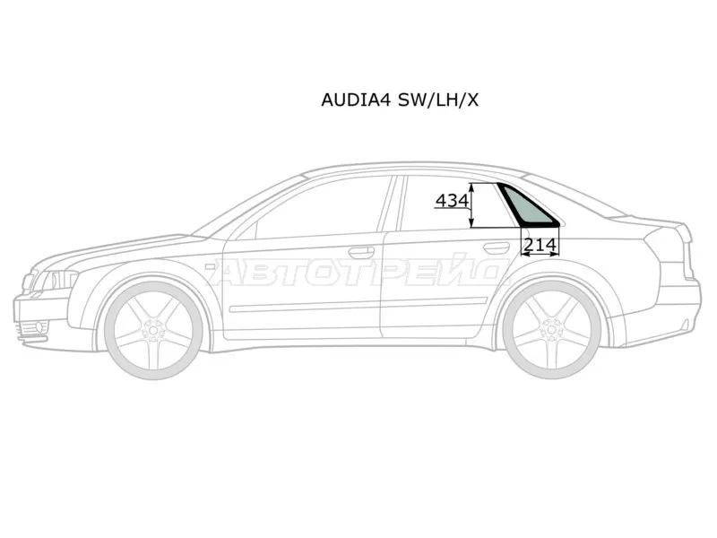 Стекло кузова боковое (не опускное) (Слева / Цвет зеленый) Audi A4 94-01  / S4 97-01 (XYG: AUDIA4 SW/LH/X)