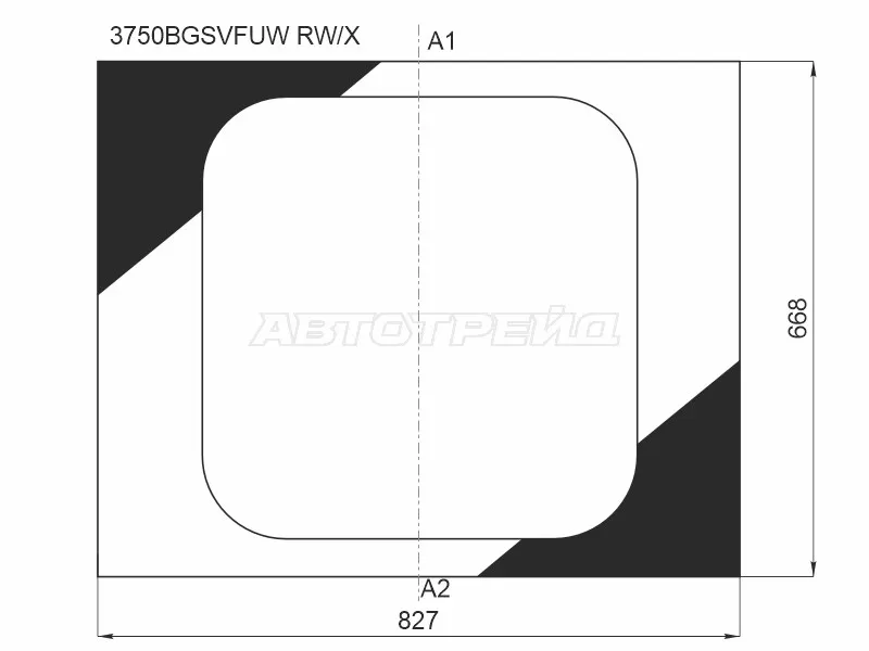 Стекло заднее (Цвет зеленый / RH=LH) Peugeot Boxer 06-  / Citroen Jumper 06-  / Fiat Ducato 06- (XYG: 3750BGSVFUW RW/X)