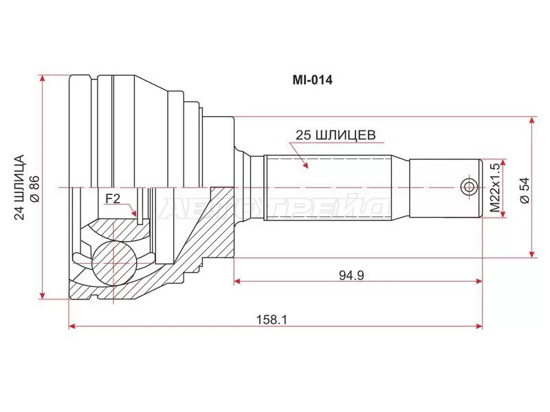 Шрус наружный MITSUBISHI GALANT 4G63 E5# /E7# /E8#A 93-98 /4D68 E57 92-96 (SAT: MI-014)