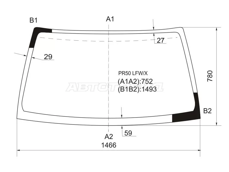 Стекло лобовое Nissan Terrano 95-02  / Infiniti QX4 96-03  / Nissan Pathfinder 95-04 (XYG: PR50 LFW/X)