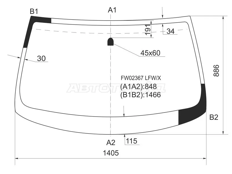 Стекло лобовое Infiniti G35 02-07  / Nissan Skyline 01-07 (XYG: FW02367 LFW/X)