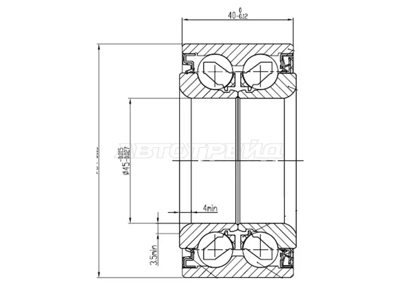 Подшипник передней ступицы HONDA ACCORD /STREAM /STEPWGN /SMX /AVANCIER /ODYSSEY /CR-V98- (NSK: 45BWD07)