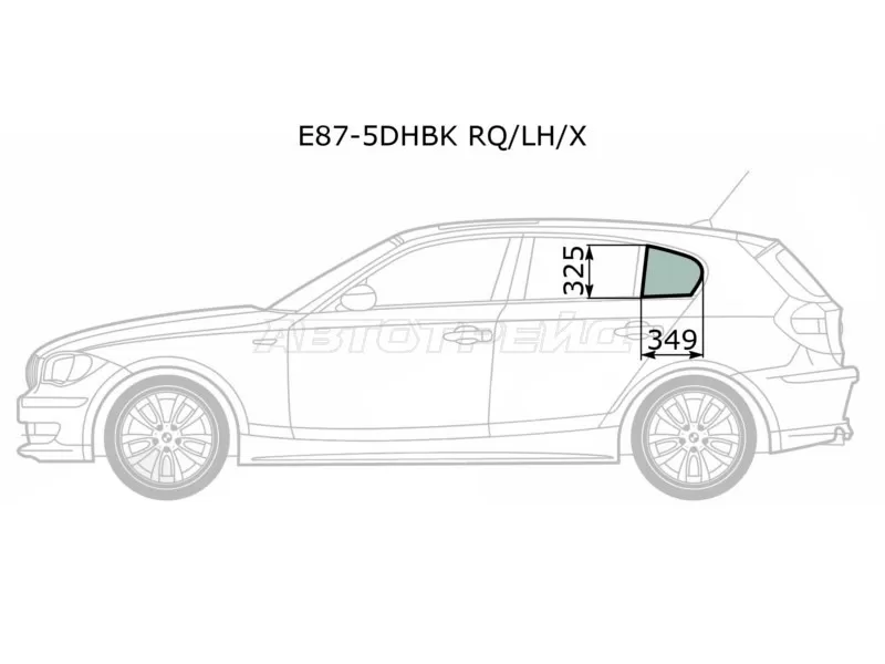 Стекло форточки (Цвет зеленый) BMW 1-Series 04-13 (XYG: E87-5DHBK RQ/LH/X)