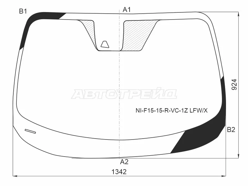 Стекло лобовое (Камера) Nissan Juke 14-20 (XYG: NI-F15-15-R-VC-1Z LFW/X)