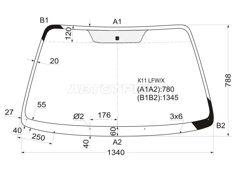 Стекло лобовое Nissan March 92-02  / Micra 92-03 (XYG: K11 LFW/X)