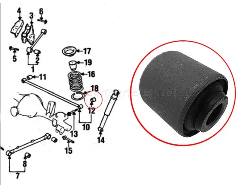 Сайлентблок задней поперечной тяги (панара) NISSAN TERRANO 95-03 /INFINITI QX4 96-02 /HYUNDAI TERRACAN (SAT: ST-55135-11C00)
