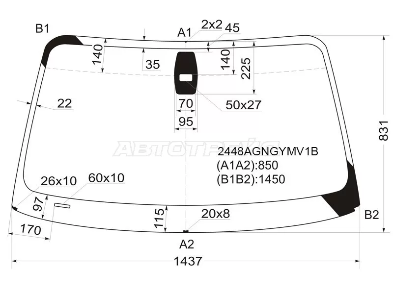 Стекло лобовое (Датчик дождя) BMW 1-Series 04-13 (FUYAO: 2448AGNGYMV1B)