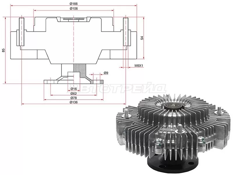 Вискомуфта TOYOTA LAND CRUISER 100 1H# 98- (SAT: ST-16210-17050)