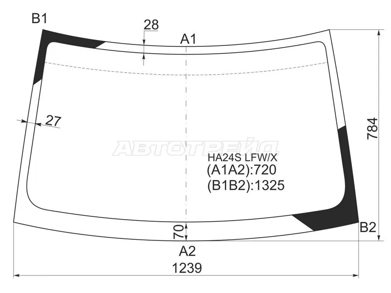 Стекло лобовое Mazda Carol 04-09  / Nissan Pino 07-10  / Suzuki Alto 04-09 (XYG: HA24S LFW/X)
