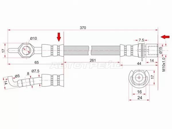 Шланг тормозной передний (Таиланд) TOYOTA ARISTO /CROWN /MAJESTA /SOARER /LEXUS GS300 /400 /430 /SC430 97-0 (SAT: ST-90947-02972)