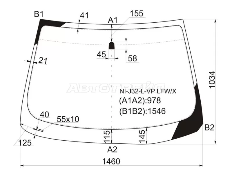 Стекло лобовое NISSAN TEANA 08-14 (XYG: NI-J32-L-VP LFW/X)