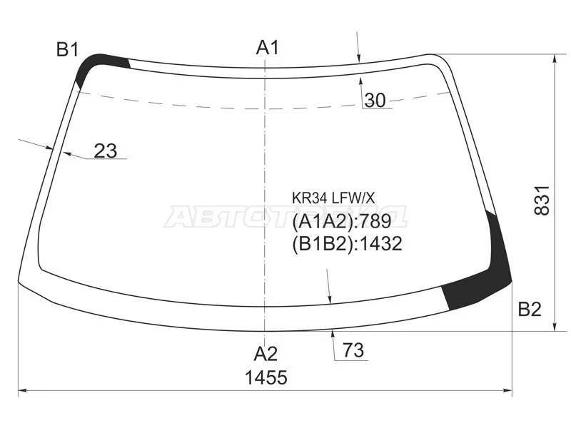 Стекло лобовое Nissan Skyline 98-01  / Skyline GT-R 99-02 (XYG: KR34 LFW/X)