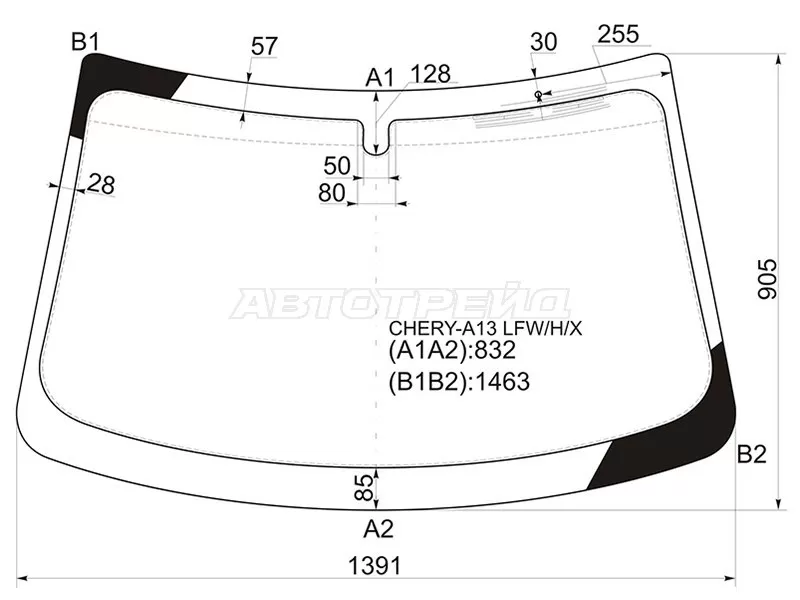 Стекло лобовое (Антенна) Chery Bonus A13 11-16  / Very A13 11-16 (XYG: CHERY-A13 LFW/H/X)