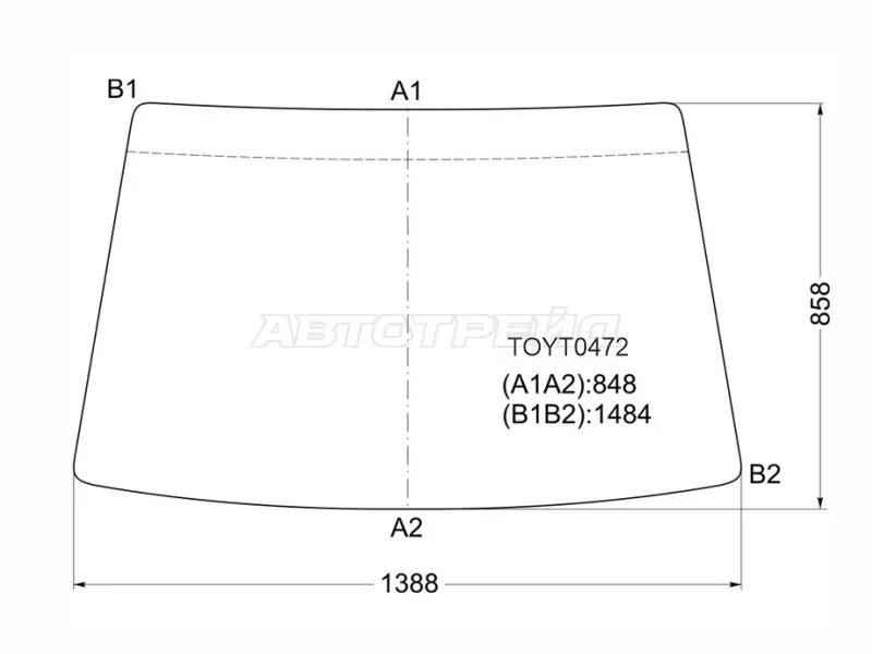 Стекло лобовое Toyota Lite Ace 85-91  / Lite Ace Truck 96-06  / Town Ace Truck 85-06 (KMK: TOYT0472)
