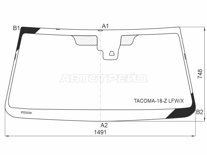 Стекло лобовое (Камера) Toyota Tacoma 19- (XYG: TACOMA-18-Z LFW/X)