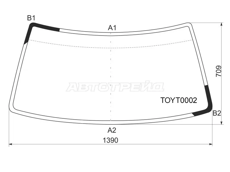 Стекло лобовое Toyota Hilux Pick Up 88-97  / Great Wall Safe 01-09  / Toyota 4Runner 89-95  / Hilux Surf 89-95 (KMK: TOYT0002)
