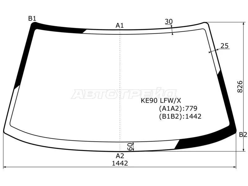 Стекло лобовое Toyota Corolla (E90) 87-92 (XYG: KE90 LFW/X)