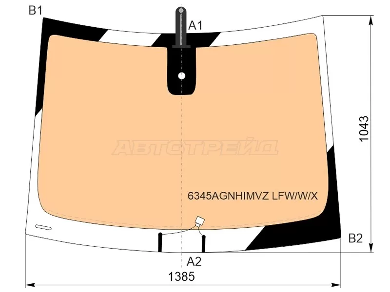Стекло лобовое (Обогрев полный) Citroen C3 Aircross 17-  / Opel Crossland X 17-20 (XYG: 6345AGNHIMVZ LFW/W/X)