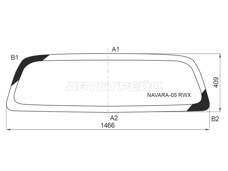Стекло заднее (Цвет зеленый / Обогрев) Nissan Frontier 04-21  / Navara 04-15 (XYG: NAVARA-05 RW/H/X)