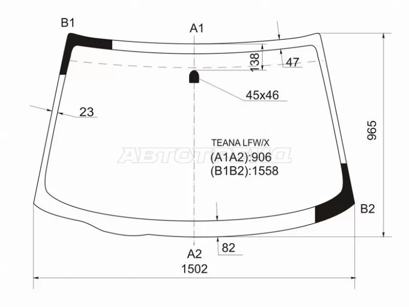 Стекло лобовое NISSAN TEANA 03-08 (XYG: TEANA LFW/X)