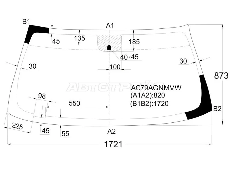 Стекло лобовое (Датчик дождя / Молдинг) Chevrolet Tahoe 06-14  / Cadillac Escalade 06-15  / Chevrolet Suburban 06-13 (FUYAO: AC79AGNMVW)