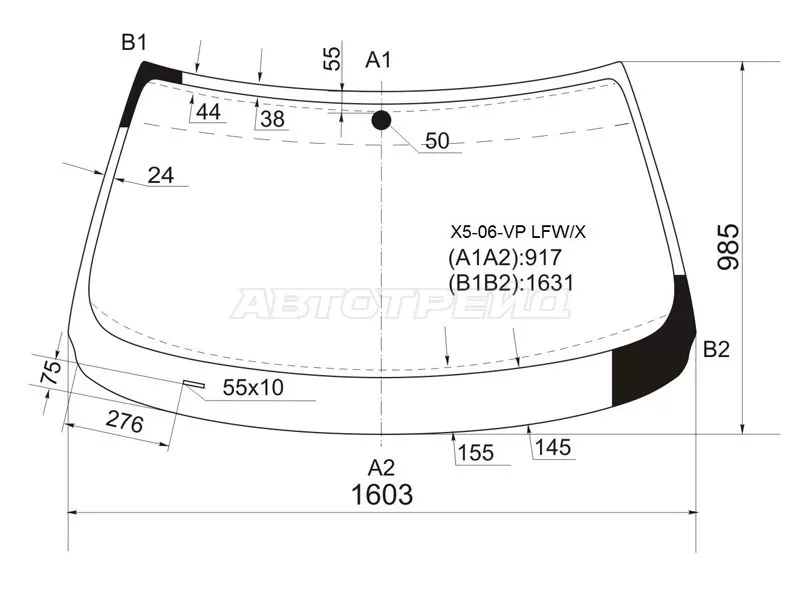 Стекло лобовое BMW X5 06-13 (XYG: X5-06-VP LFW/X)