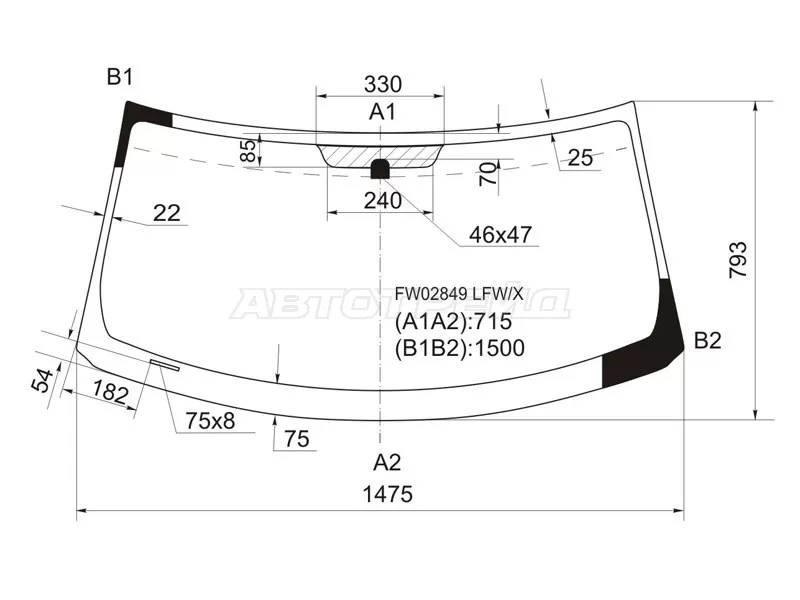 Стекло лобовое Scion xB 07-15  / Toyota Corolla Rumion 07-15 (XYG: FW02849 LFW/X)