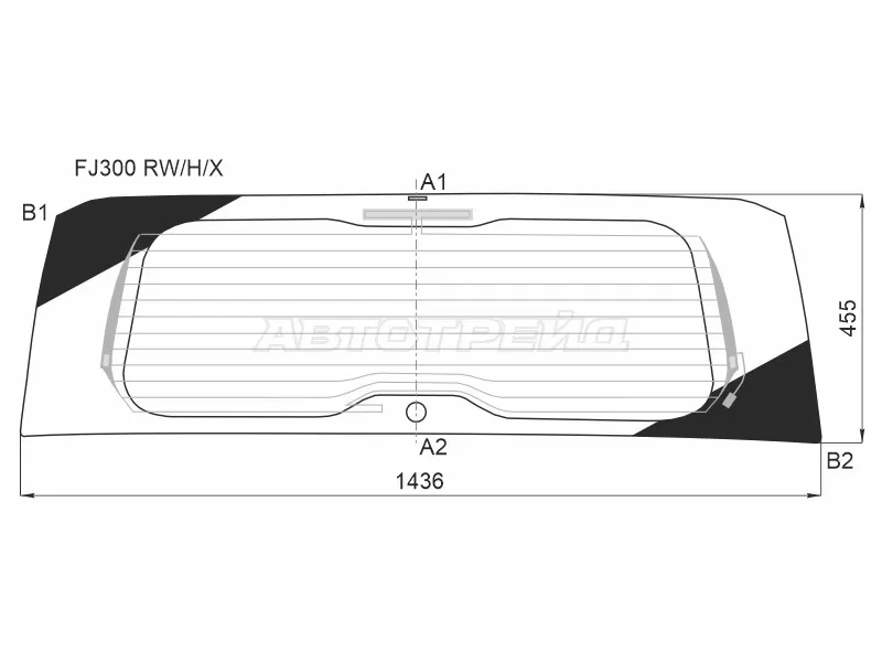 Стекло заднее (Цвет зеленый / Обогрев / Антенна) Toyota Land Cruiser (J300) 21- (XYG: FJ300 RW/H/X)