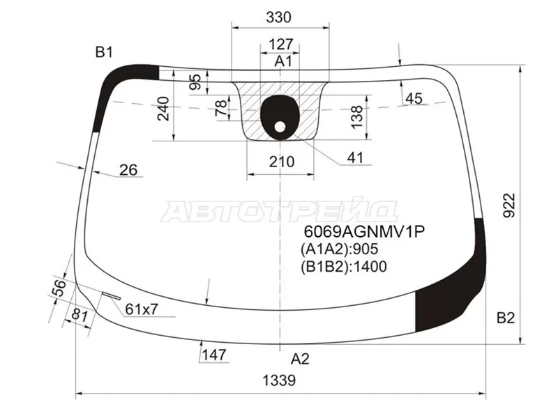 Стекло лобовое (Датчик дождя / Сборка Британия) Nissan Juke 10-20 (FUYAO: 6069AGNMV1P)