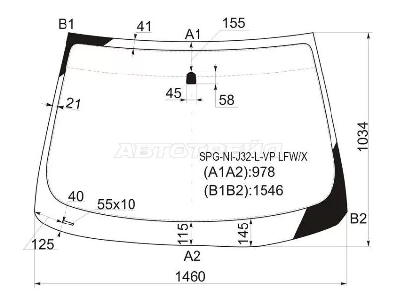 Стекло лобовое NISSAN TEANA 08-14 (SAT: SPG-NI-J32-L-VP LFW/X)