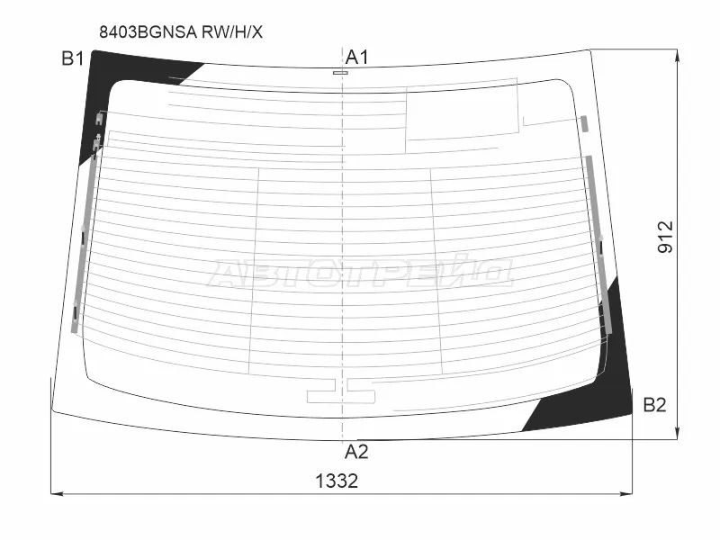 Стекло заднее (Цвет зеленый / Обогрев) Toyota Camry (XV50) 11-18  / Camry UAE /USA 11-17 (XYG: 8403BGNSA RW/H/X)