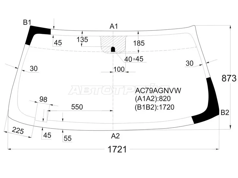 Стекло лобовое (Молдинг) Chevrolet Tahoe 06-14  / Cadillac Escalade 06-15  / Chevrolet Suburban 06-13 (FUYAO: AC79AGNVW)