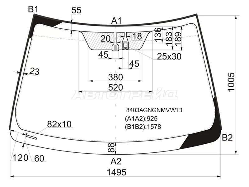 Стекло лобовое (Датчик дождя / Молдинг) Toyota Camry (XV50) 11-21  / Camry UAE /USA 11-17 (FUYAO: 8403AGNGNMVW1B)
