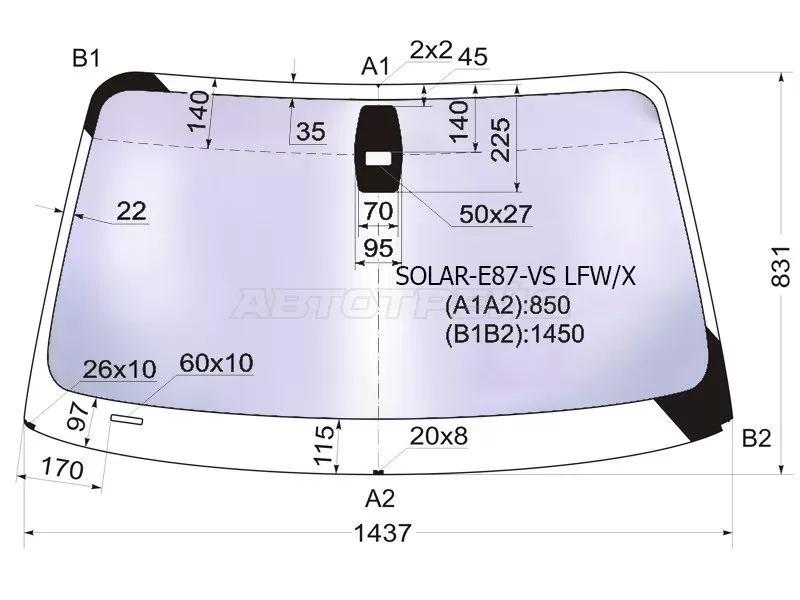 Стекло лобовое (Атермальное / Датчик дождя / Молдинг) BMW 1-Series 04-13 (XYG: SOLAR-E87-VS LFW/X)