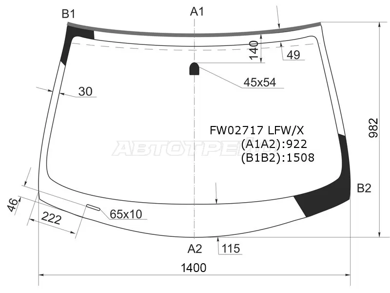 Стекло лобовое (4D SED) Infiniti G25 10-14  / G35 06-09  / G37 08-14  / Nissan Skyline 06-15 (XYG: FW02717 LFW/X)