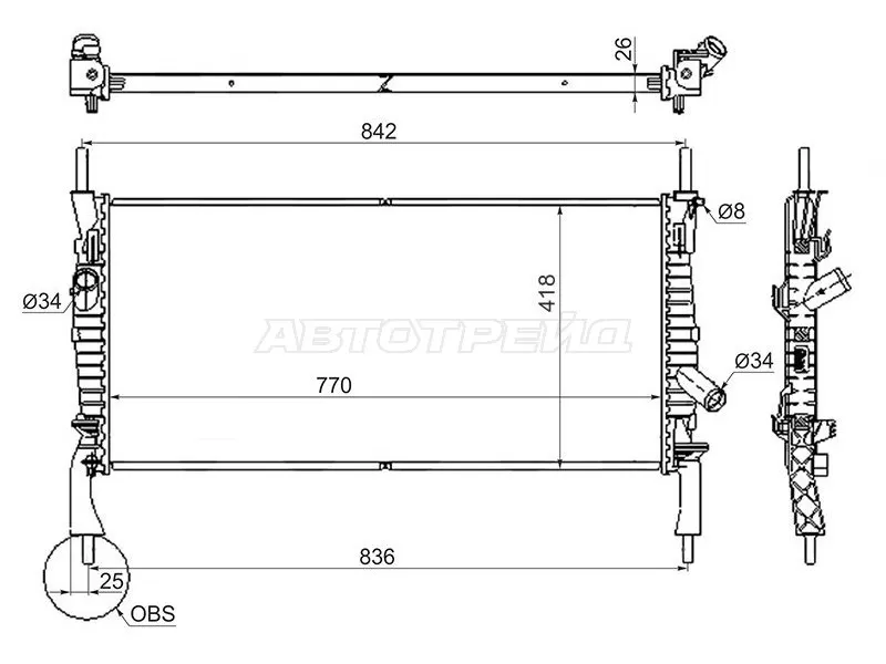 Радиатор Ford Transit 06-14 (SAT: SG-FD0006-06-1)