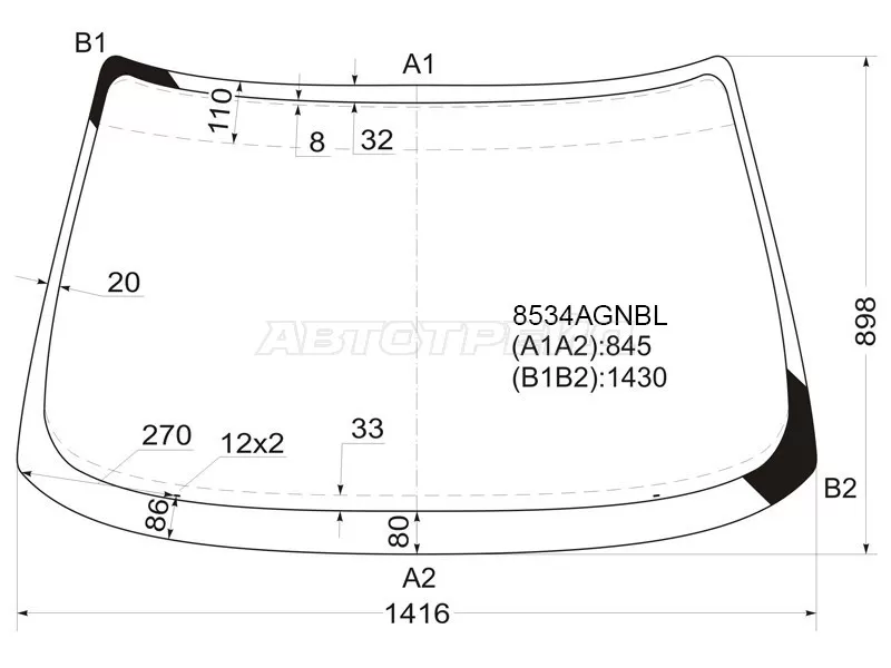 Стекло лобовое Audi 80 86-95 (FUYAO: 8534AGNBL)