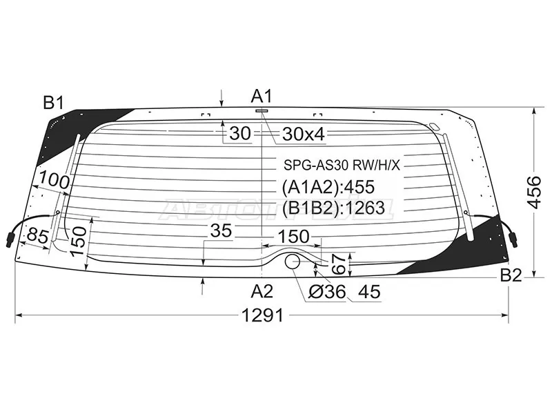 Стекло заднее (Цвет зеленый / Обогрев) Toyota RAV4 (XA30) 05-13  / Vanguard 07-13 (SAT: SPG-AS30 RW/H/X)