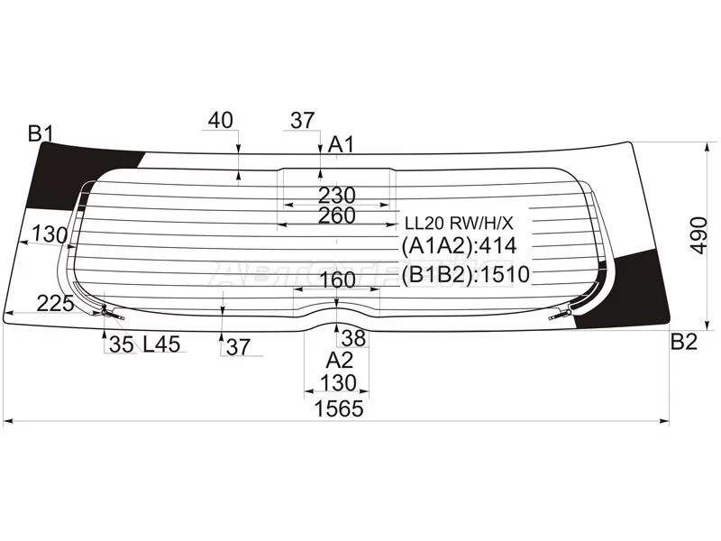 Стекло заднее (Цвет зеленый / Обогрев) Scion xB 07-15  / Toyota Corolla Rumion 07-15 (XYG: LL20 RW/H/X)