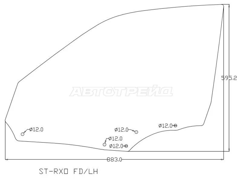 Стекло боковое опускное (Спереди / Слева / Цвет зеленый) Toyota Mark II (X100) 96-00  / Chaser (X100) 96-01 (SAT: SPG-RXO FD/LH)