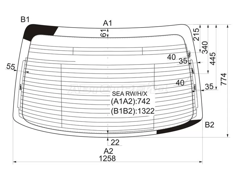 Стекло заднее (Цвет зеленый / Обогрев / Антенна) Honda Accord 02-08  / Acura TSX 03-08 (XYG: SEA RW/H/X)